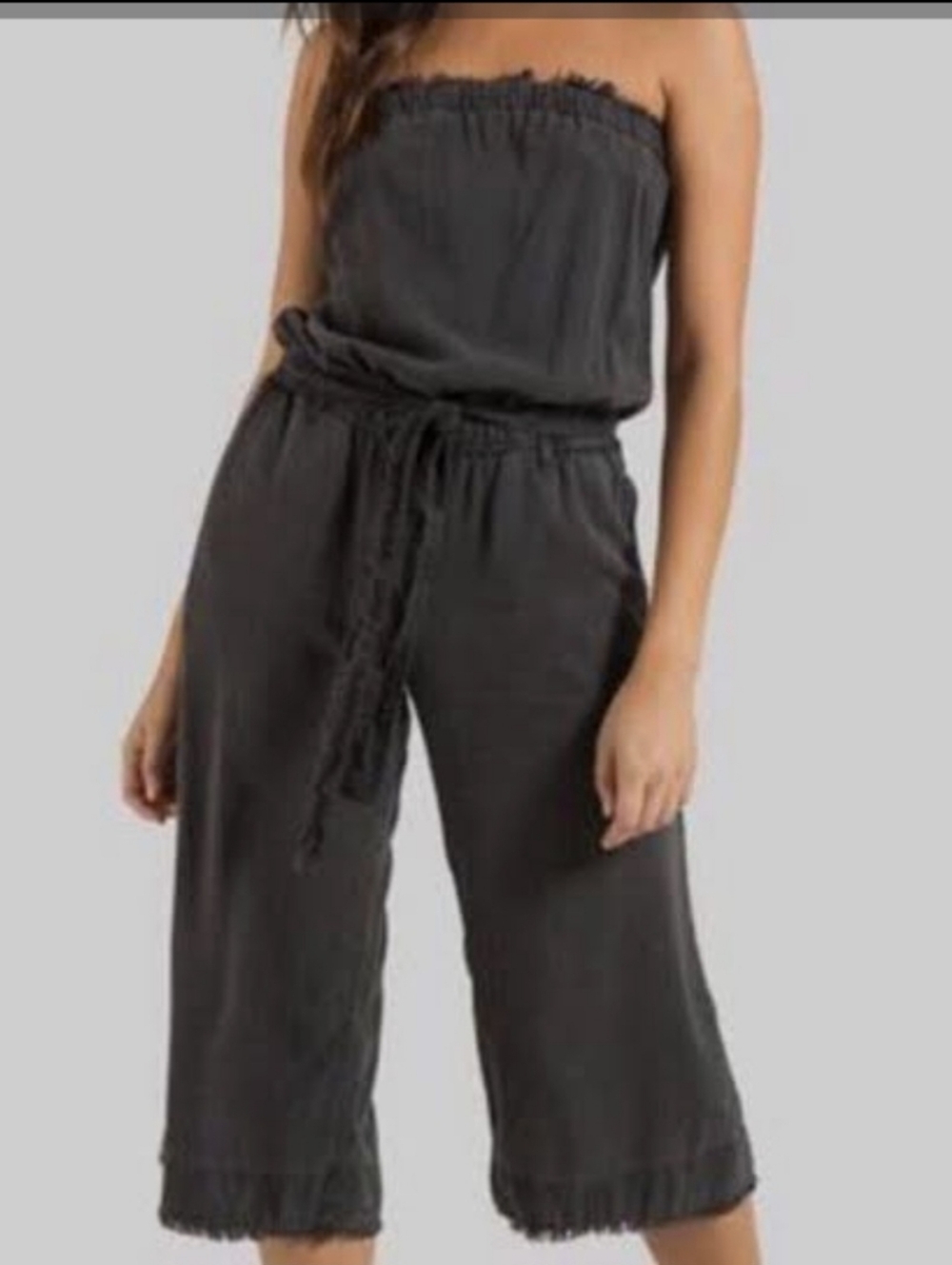 Anthropologie Cloth And Stone  Strapless  Frayed Wide-Leg Jumpsuit  M